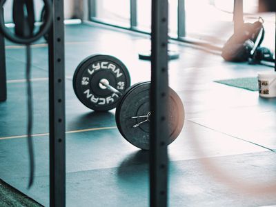 Detail of sports equipment on a clean gym floor
